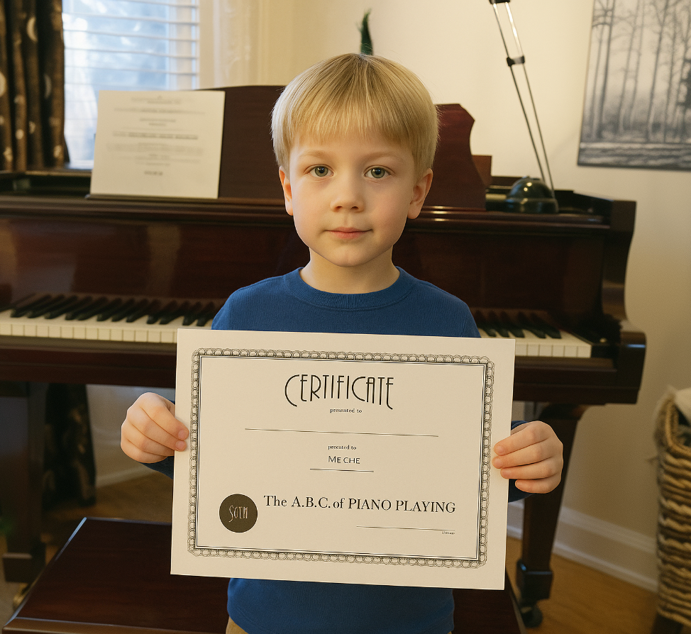 Child learning piano during RCM exam prep in Toronto GTA